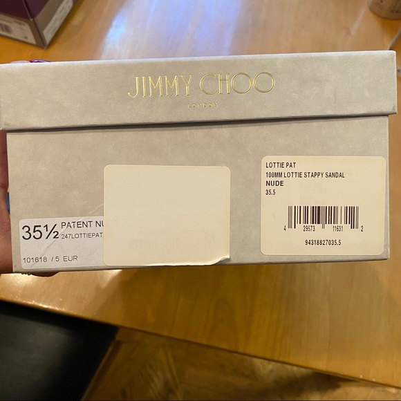 JIMMY CHOO 100MM Lottie Strappy Sandal in Patent Nude size 35.5 - Picture 11 of 12
